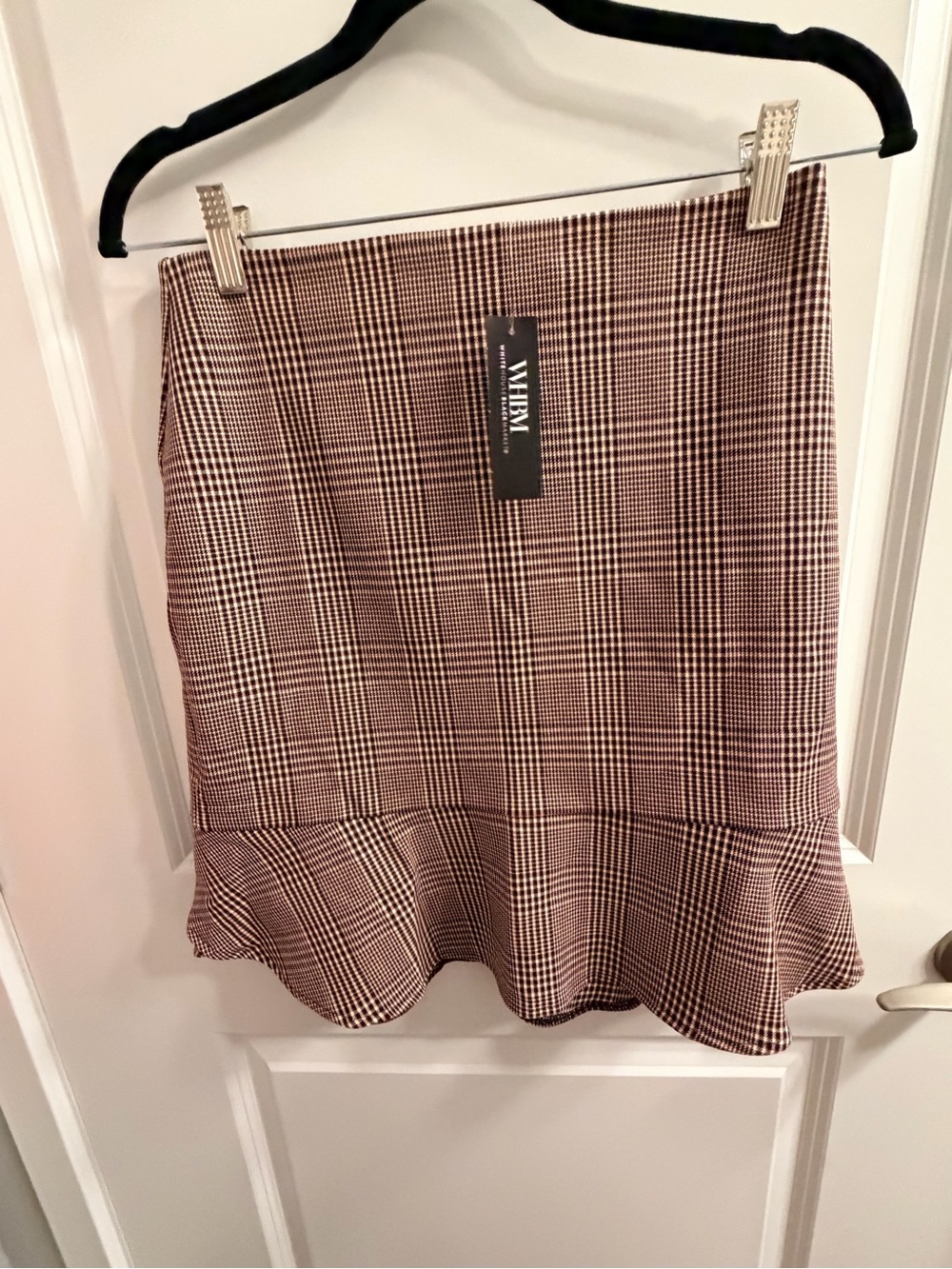 White House Black Market Plaid Skirt with Ruffle Hem